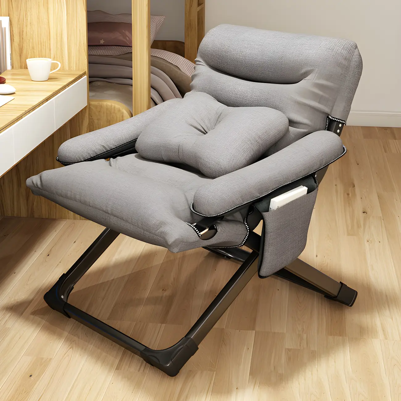 Houndstooth Modern Fabric Rocker Recliner Chair with Storage Image - 2 | homeyfad