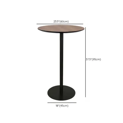 Elegant Wooden Pub Bar Table with Black Metal Base for Cafe Image - 15