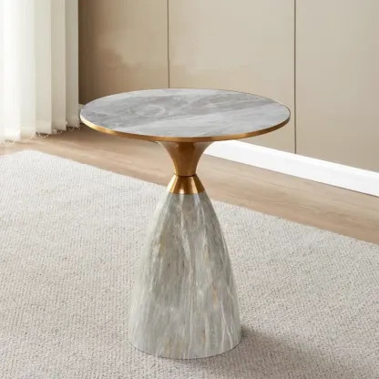 Glam Chairside Metal Round End Table for Living Room Image - 5