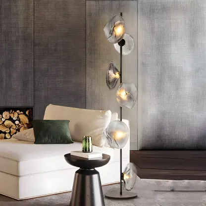 6-Light Modern Art Tree Floor Lamp with Clear Glass Shade Image - 6