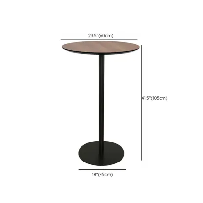 Elegant Wooden Pub Bar Table with Black Metal Base for Cafe Image - 17