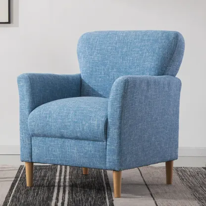 Modern Brown Linen Armchair for Living Room Image - 15