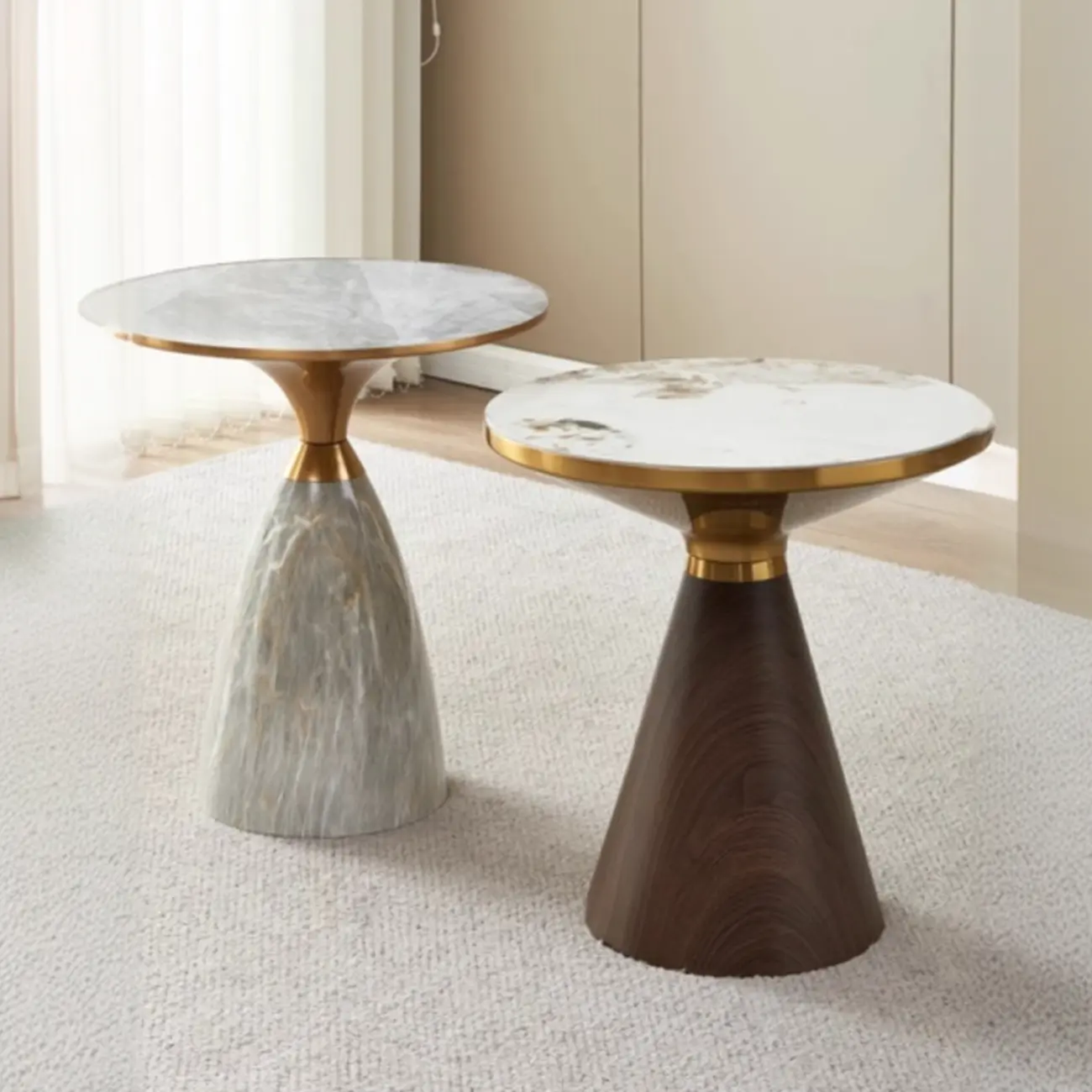 Glam Chairside Metal Round End Table for Living Room Image - 6 | homeyfad
