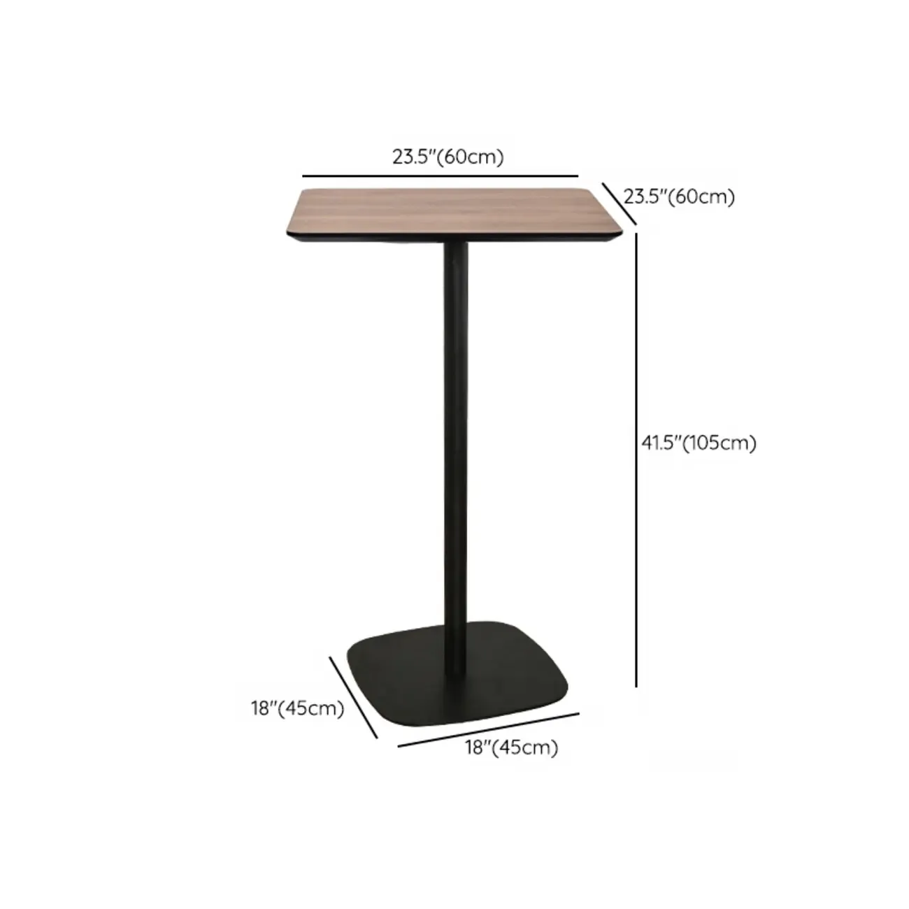 Elegant Wooden Pub Bar Table with Black Metal Base for Cafe Image - 18