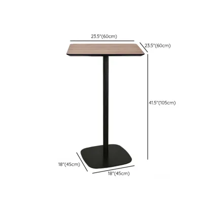 Elegant Wooden Pub Bar Table with Black Metal Base for Cafe Image - 18