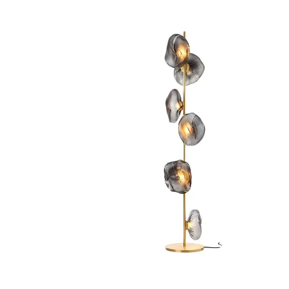 6-Light Modern Art Tree Floor Lamp with Clear Glass Shade Image - 7
