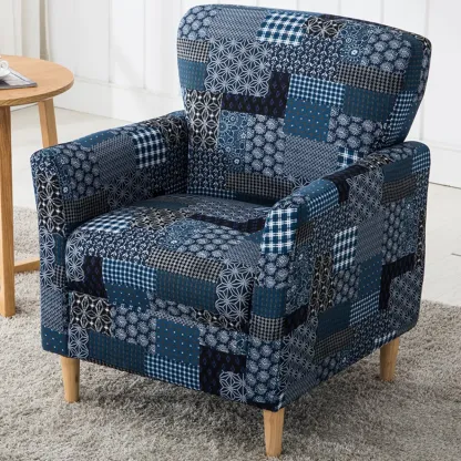 Modern Brown Linen Armchair for Living Room Image - 16