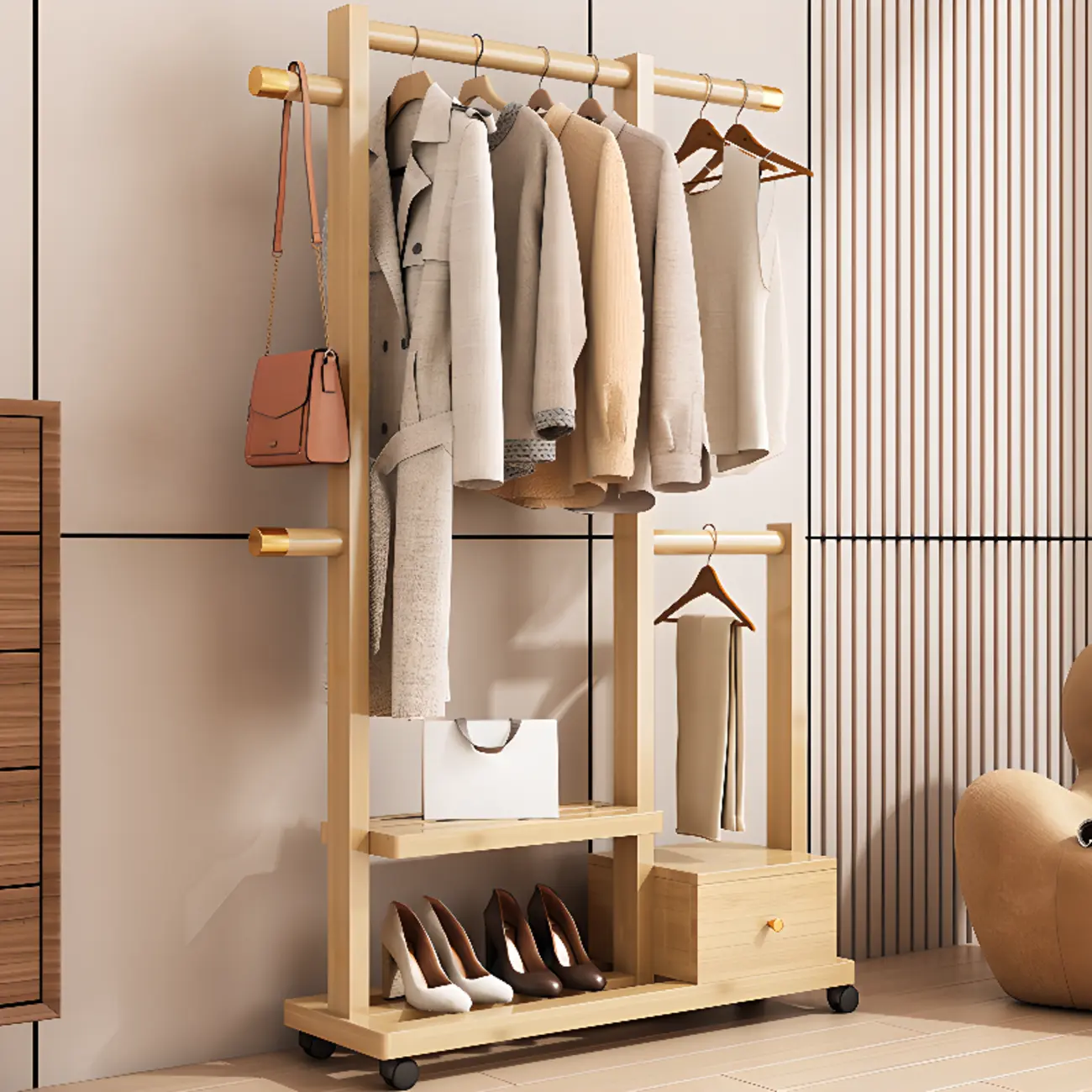 Modern Bamboo Hall Tree with Shelves and Storage Image - 6 | homeyfad
