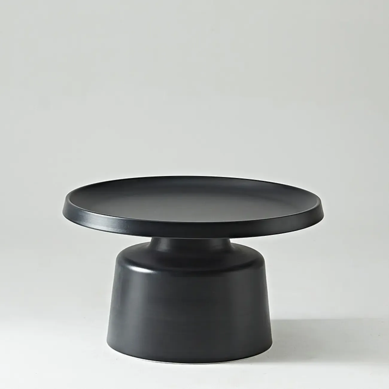 White Round Metal End Table with Tray Top for Living Room Image - 2
