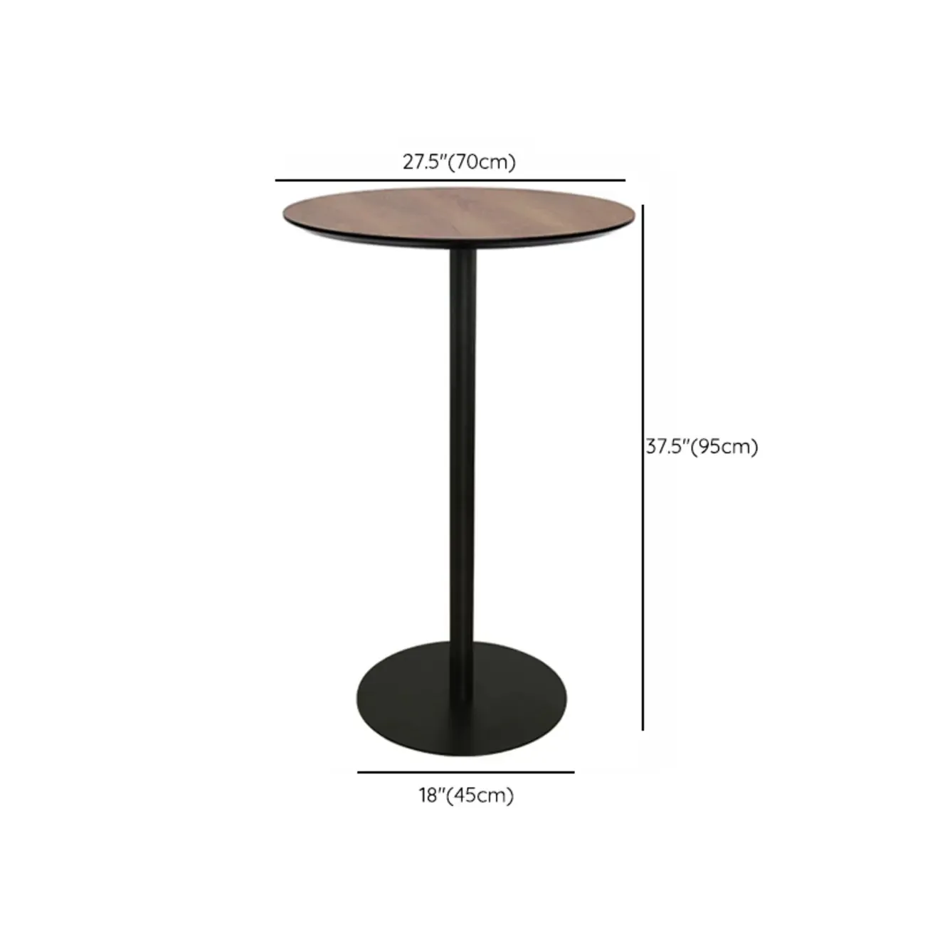 Elegant Wooden Pub Bar Table with Black Metal Base for Cafe Image - 20