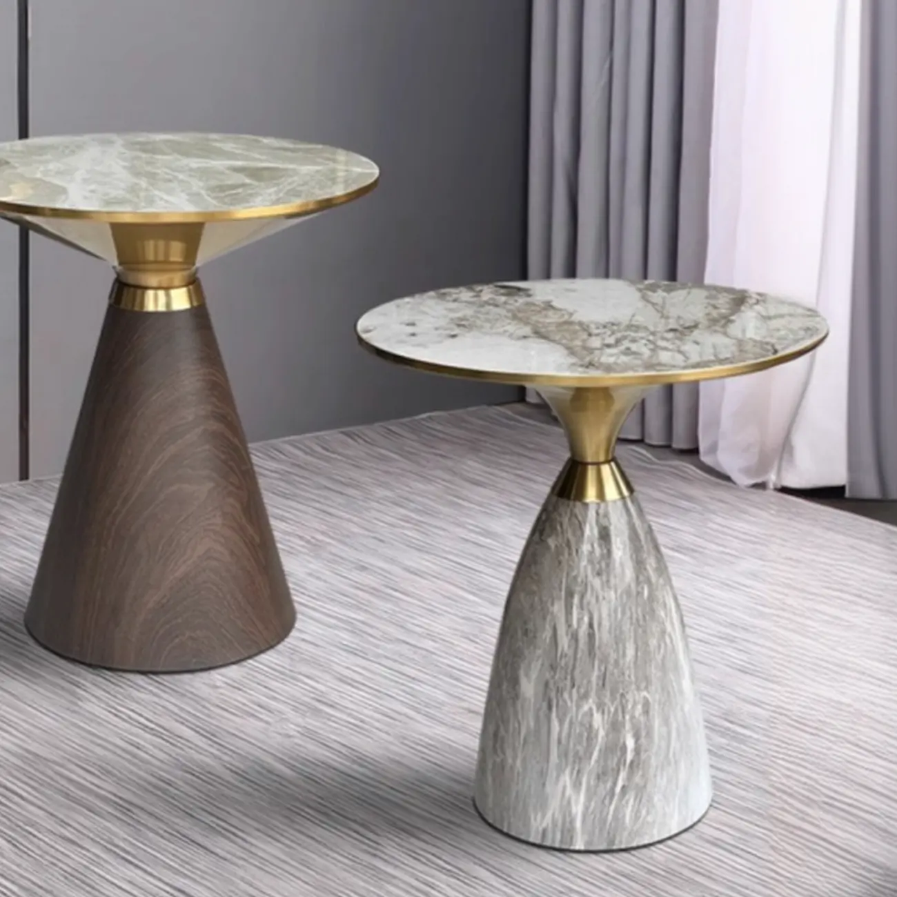 Glam Chairside Metal Round End Table for Living Room Image - 8 | homeyfad