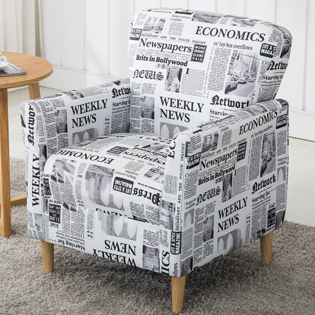 Modern Brown Linen Armchair for Living Room Image - 18 | homeyfad