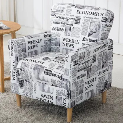 Modern Brown Linen Armchair for Living Room Image - 18