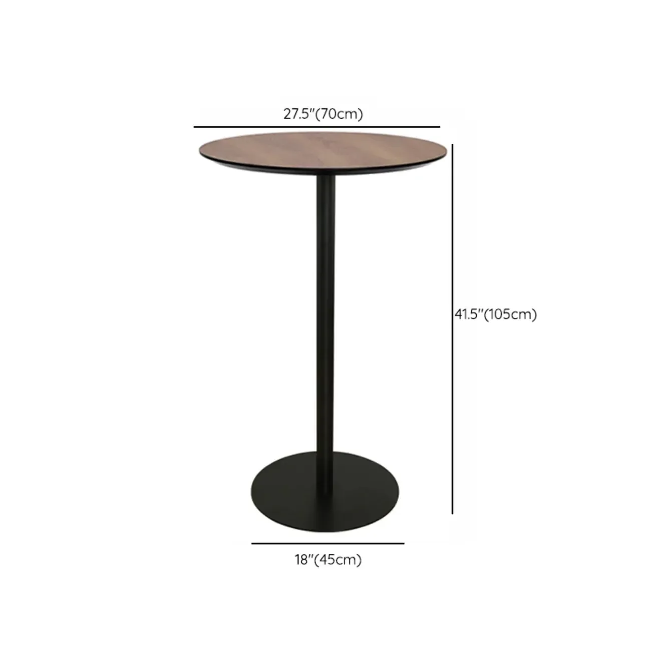 Elegant Wooden Pub Bar Table with Black Metal Base for Cafe Image - 23