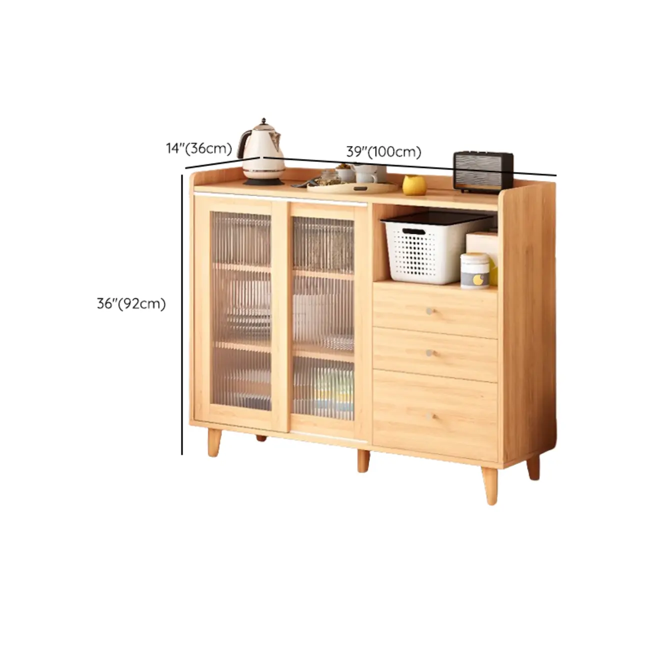 Freestanding Brown Cabinet with Sliding Door & Exterior Shelf Image - 16 | homeyfad