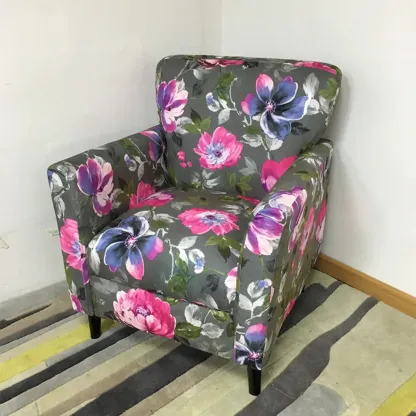Modern Brown Linen Armchair for Living Room Image - 20