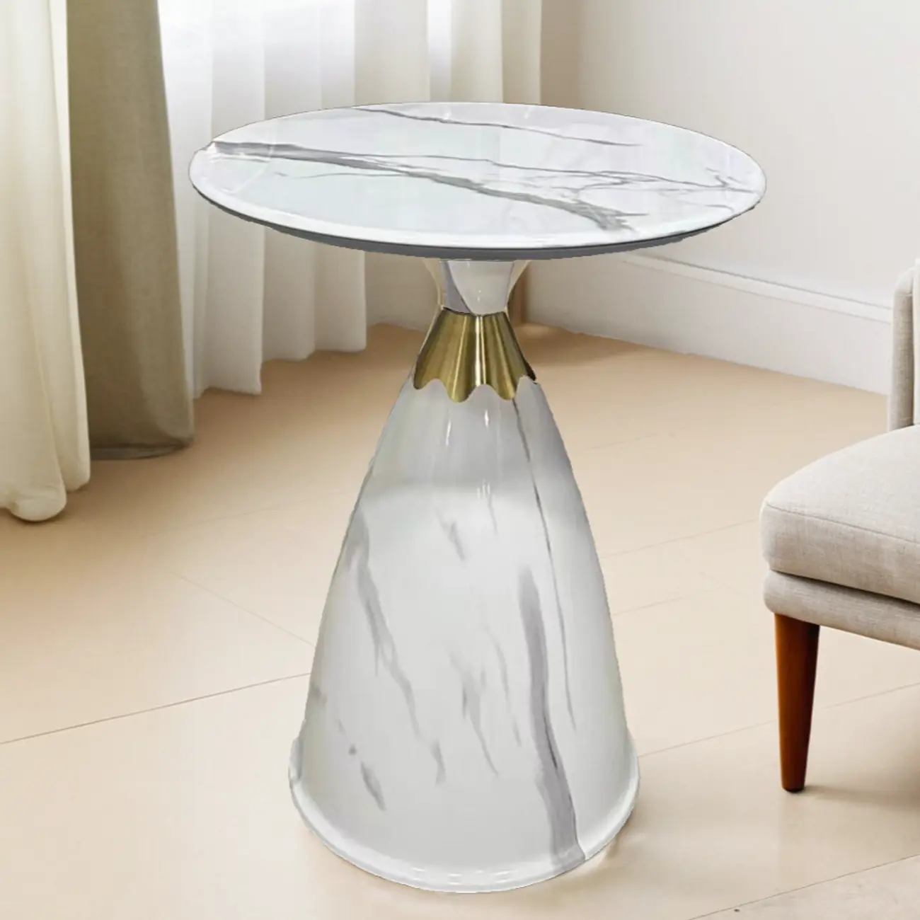 Glam Chairside Metal Round End Table for Living Room Image - 11 | homeyfad