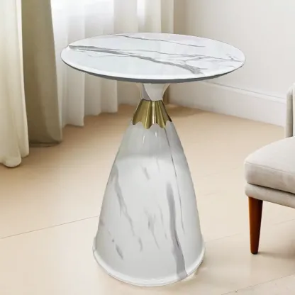 Glam Chairside Metal Round End Table for Living Room Image - 11