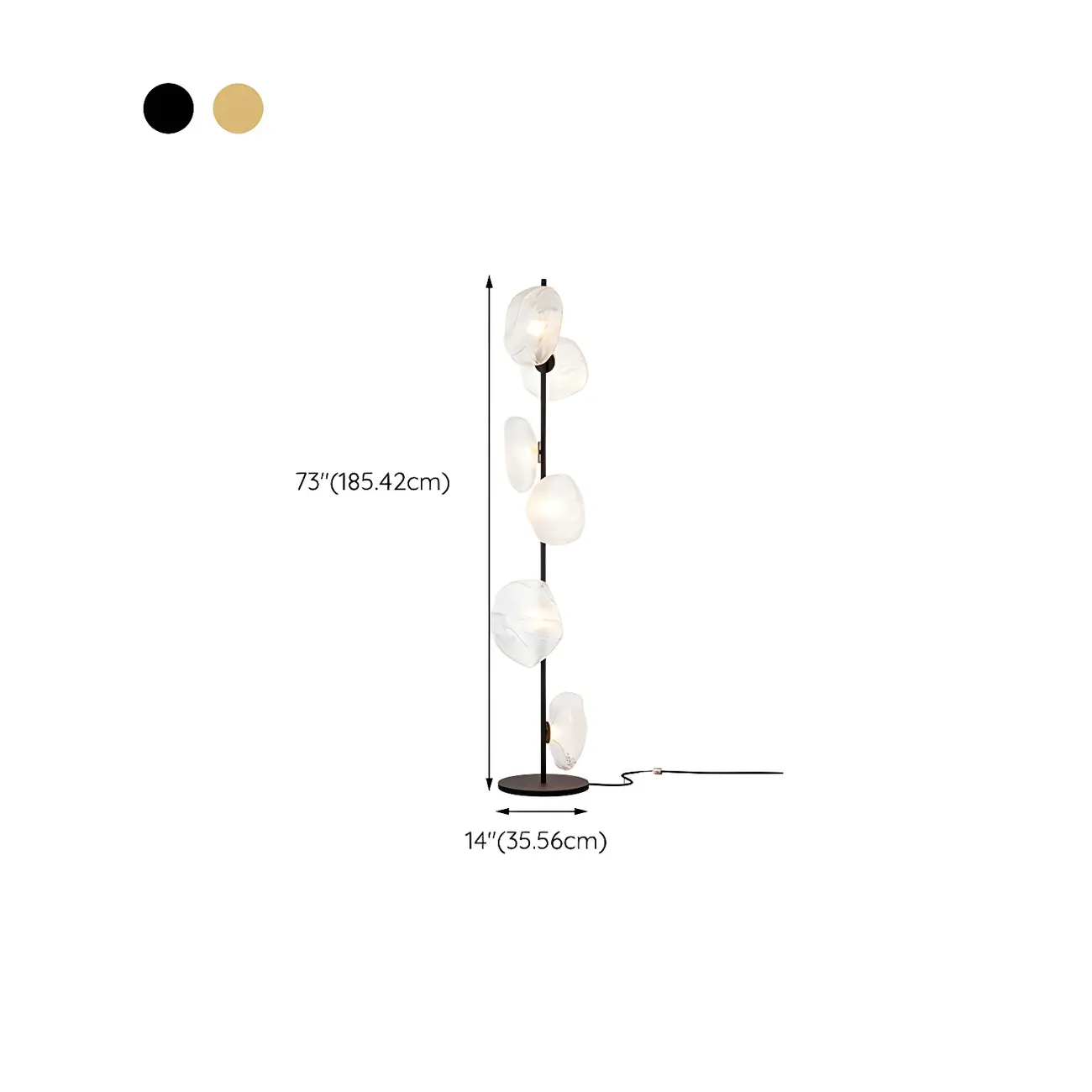 6-Light Modern Art Tree Floor Lamp with Clear Glass Shade #size