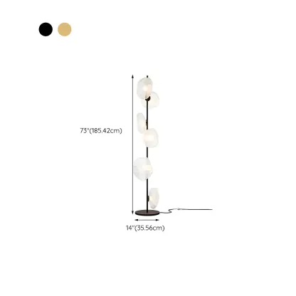 6-Light Modern Art Tree Floor Lamp with Clear Glass Shade #size