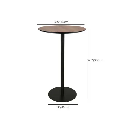 Elegant Wooden Pub Bar Table with Black Metal Base for Cafe Image - 26
