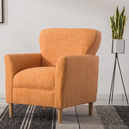 Modern Brown Linen Armchair for Living Room Image - 21