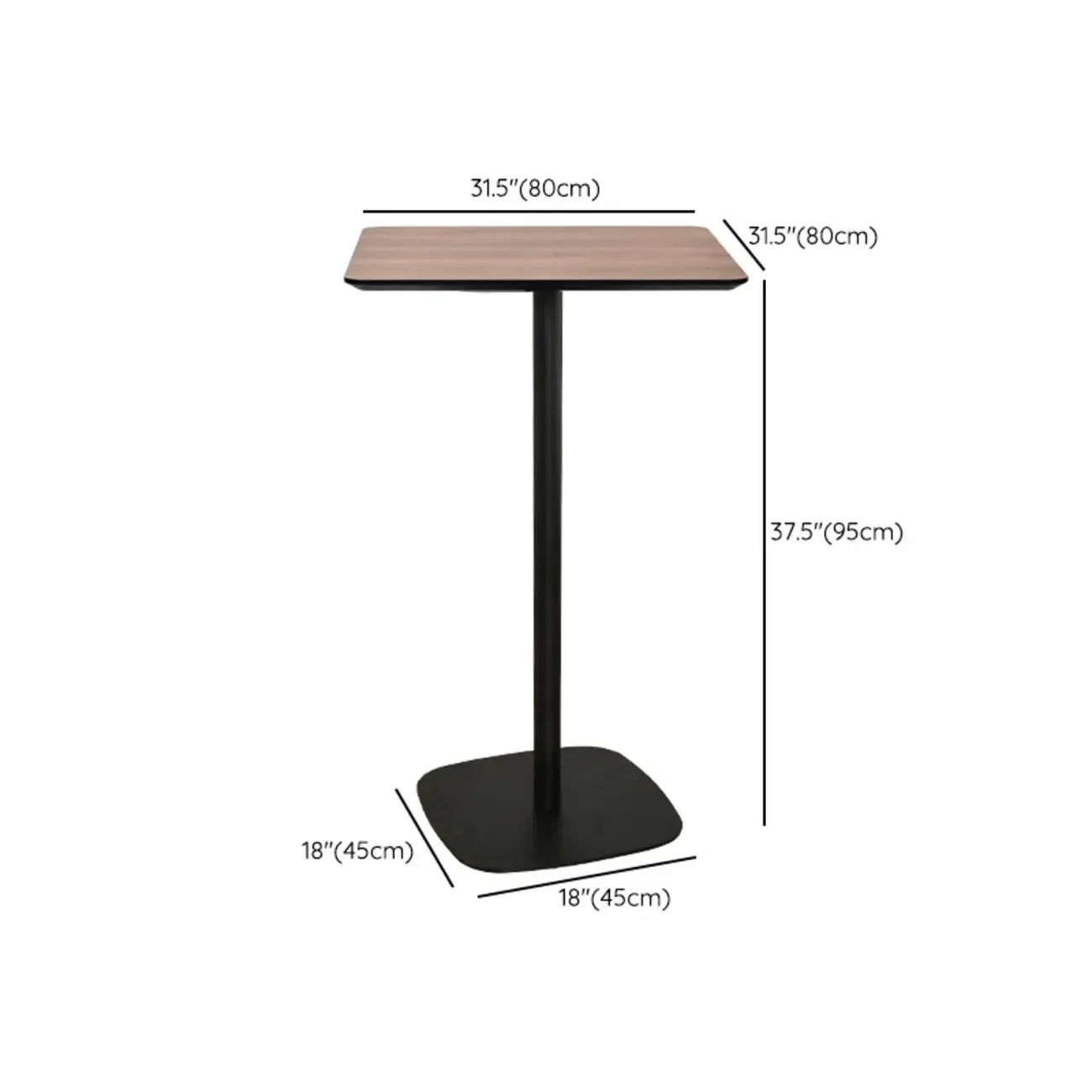 Elegant Wooden Pub Bar Table with Black Metal Base for Cafe Image - 27