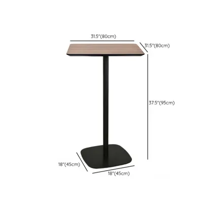 Elegant Wooden Pub Bar Table with Black Metal Base for Cafe Image - 27