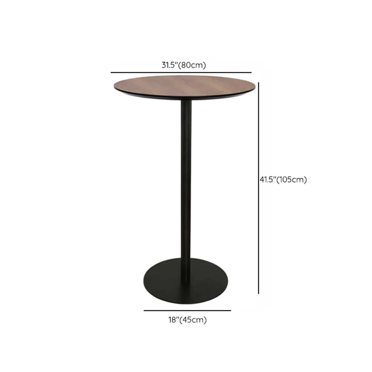 Elegant Wooden Pub Bar Table with Black Metal Base for Cafe Image - 28