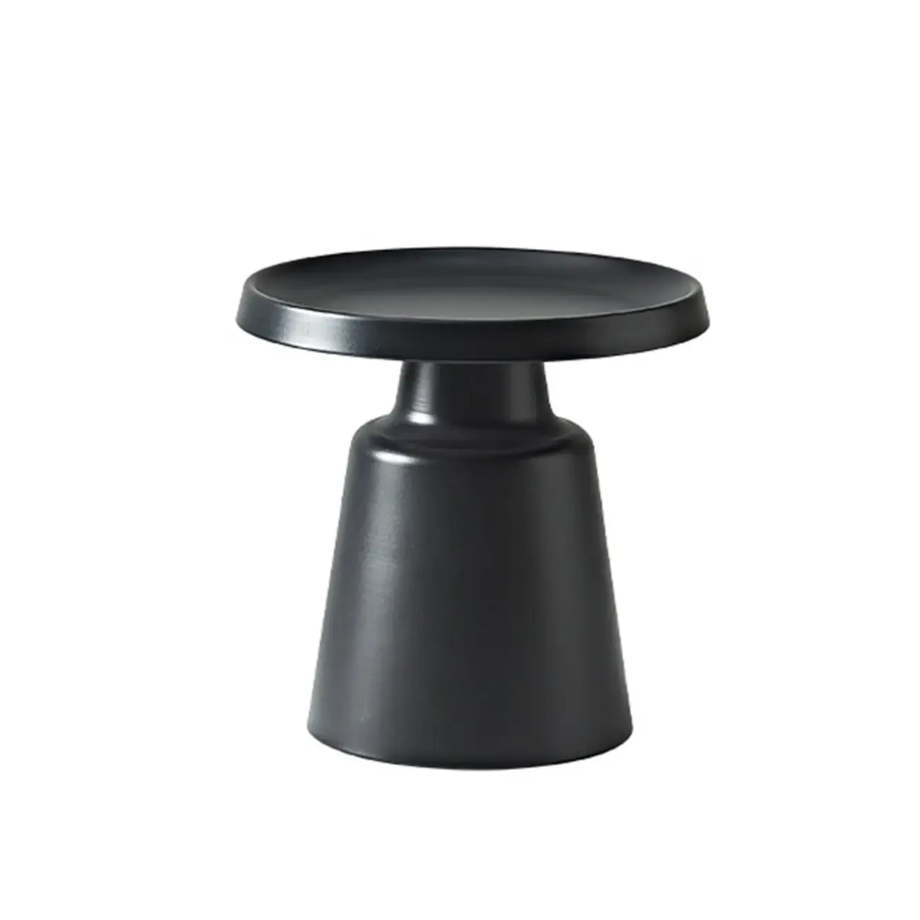 White Round Metal End Table with Tray Top for Living Room Image - 9