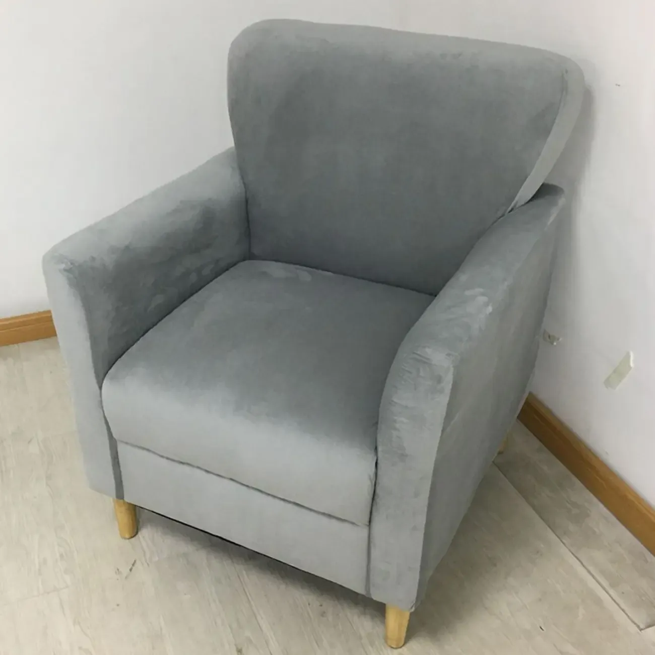 Modern Brown Linen Armchair for Living Room Image - 22