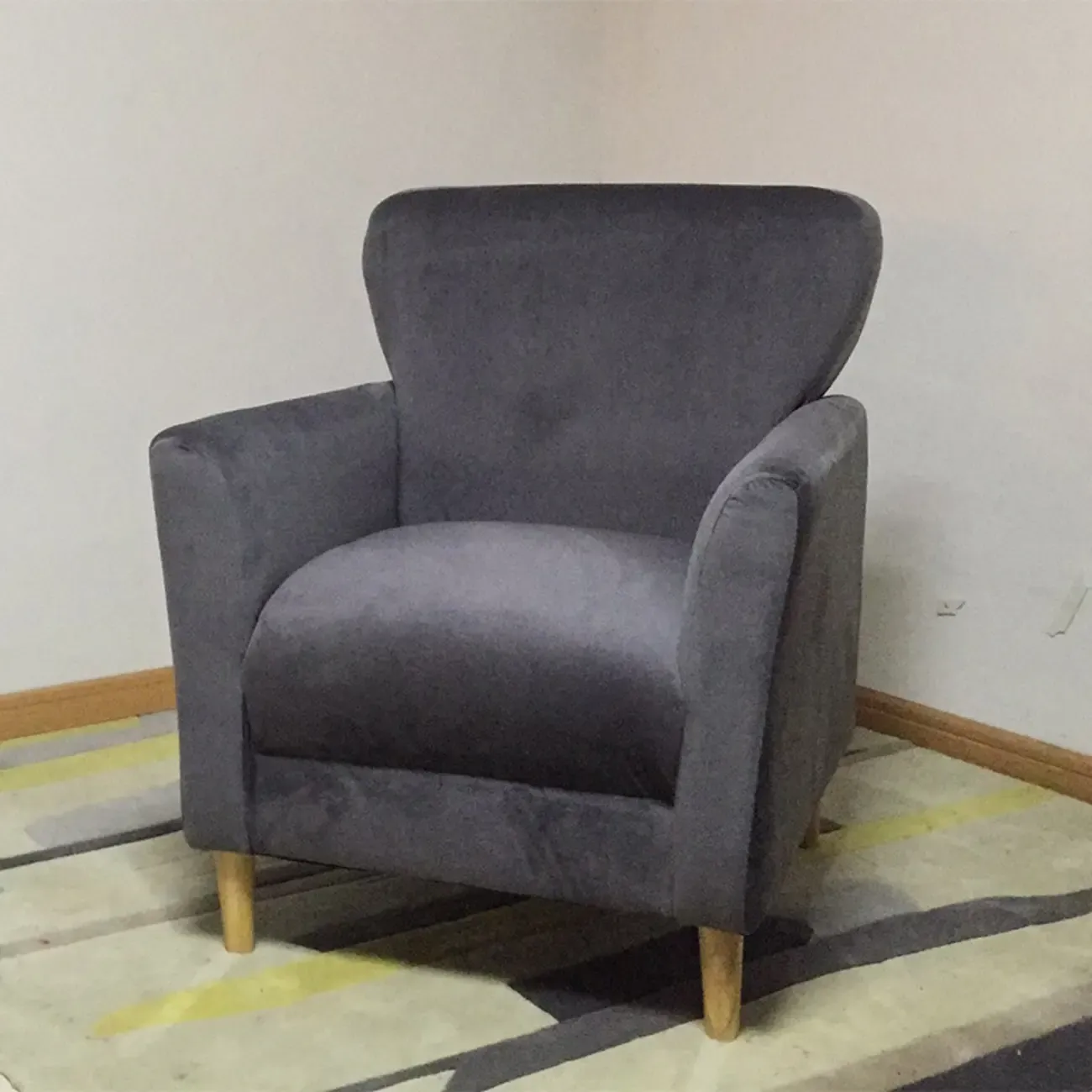 Modern Brown Linen Armchair for Living Room Image - 23
