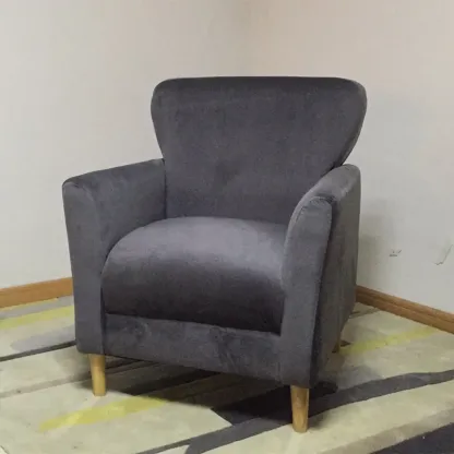 Modern Brown Linen Armchair for Living Room Image - 23