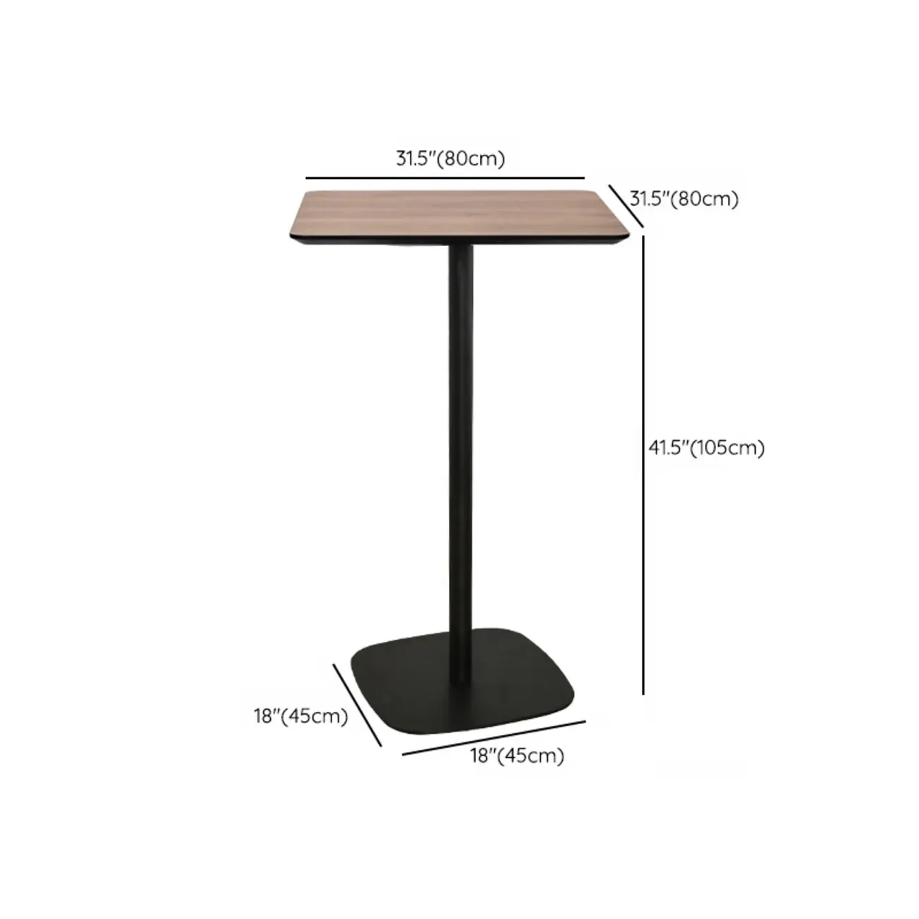Elegant Wooden Pub Bar Table with Black Metal Base for Cafe Image - 29