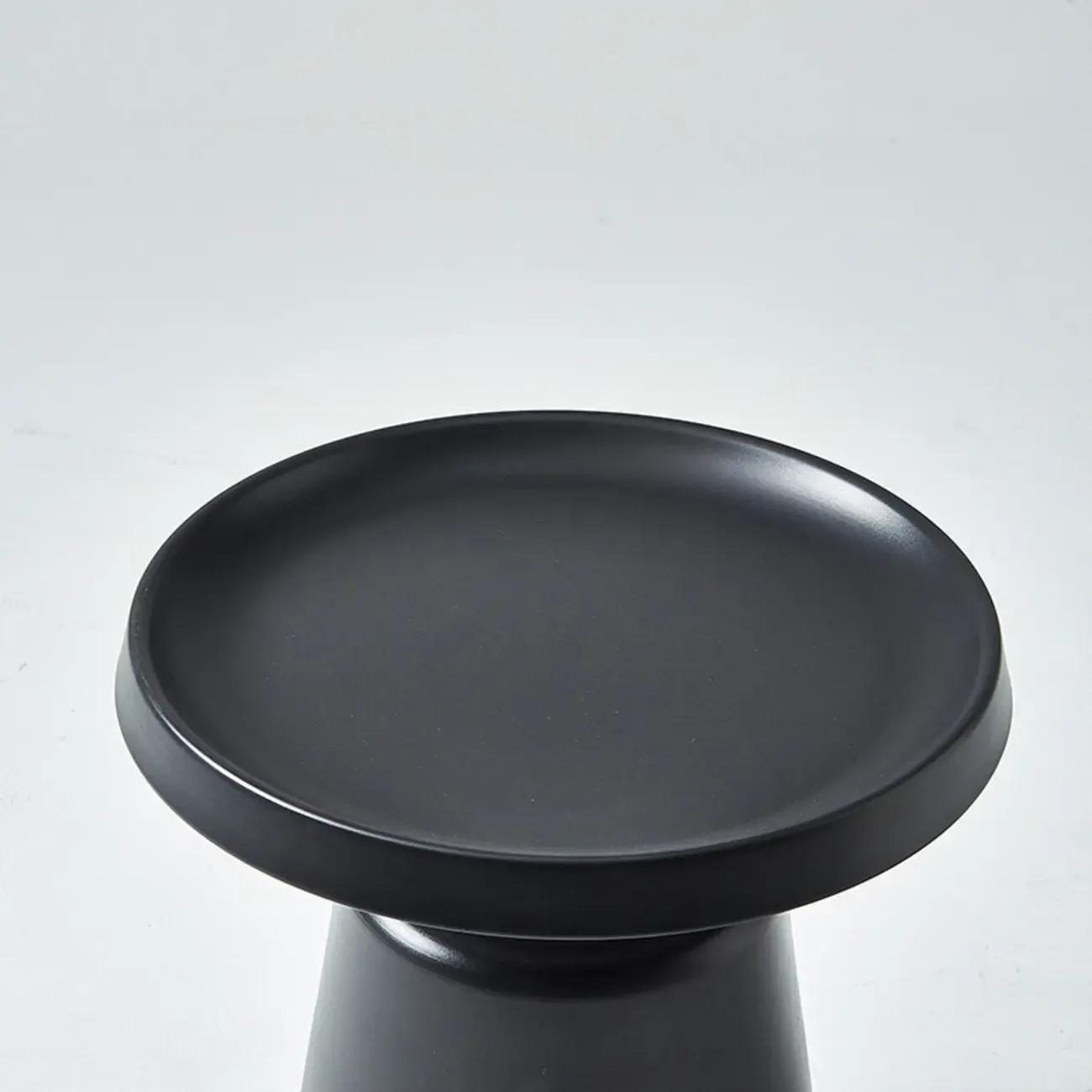 White Round Metal End Table with Tray Top for Living Room Image - 11