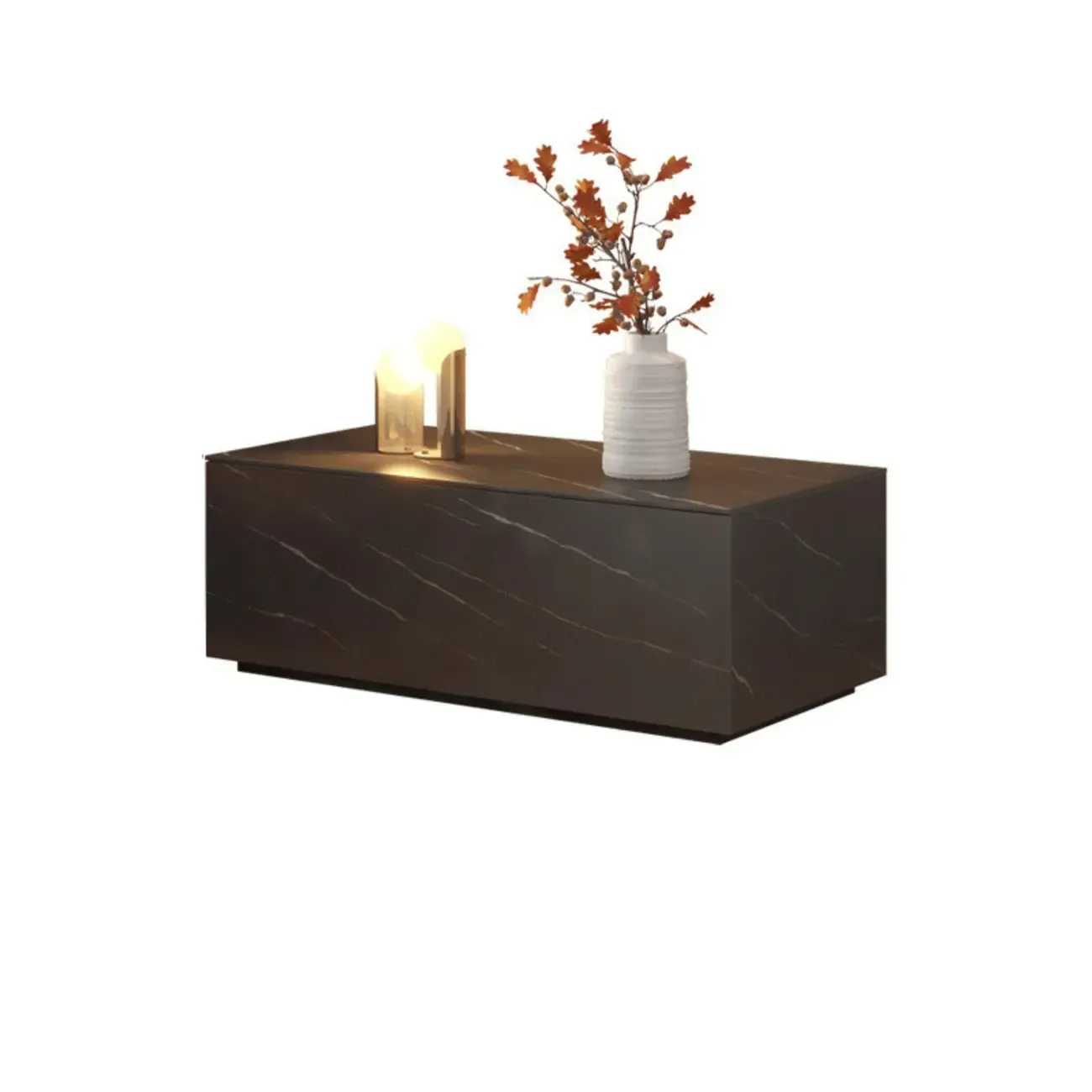 Modern Stone Bedside Table with Large Storage Drawer Image - 3