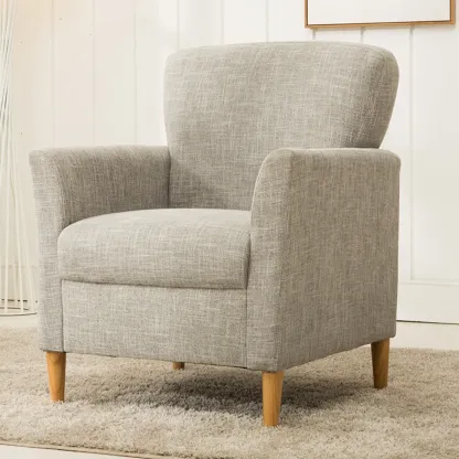 Modern Brown Linen Armchair for Living Room Image - 24