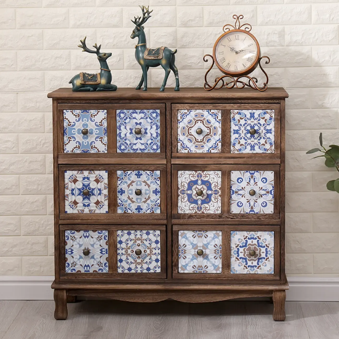 Mid-Century Vintage Cabinet with Drawers-Unique Pattern Image - 19