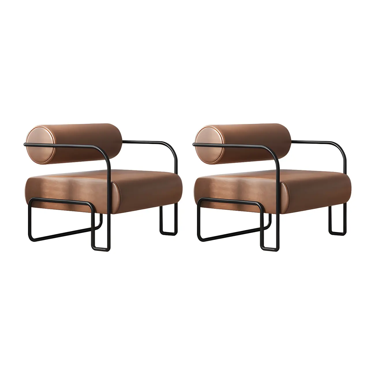 Industrial Leather/Velvet Accent Chair with Metal Frame Image - 4 | homeyfad