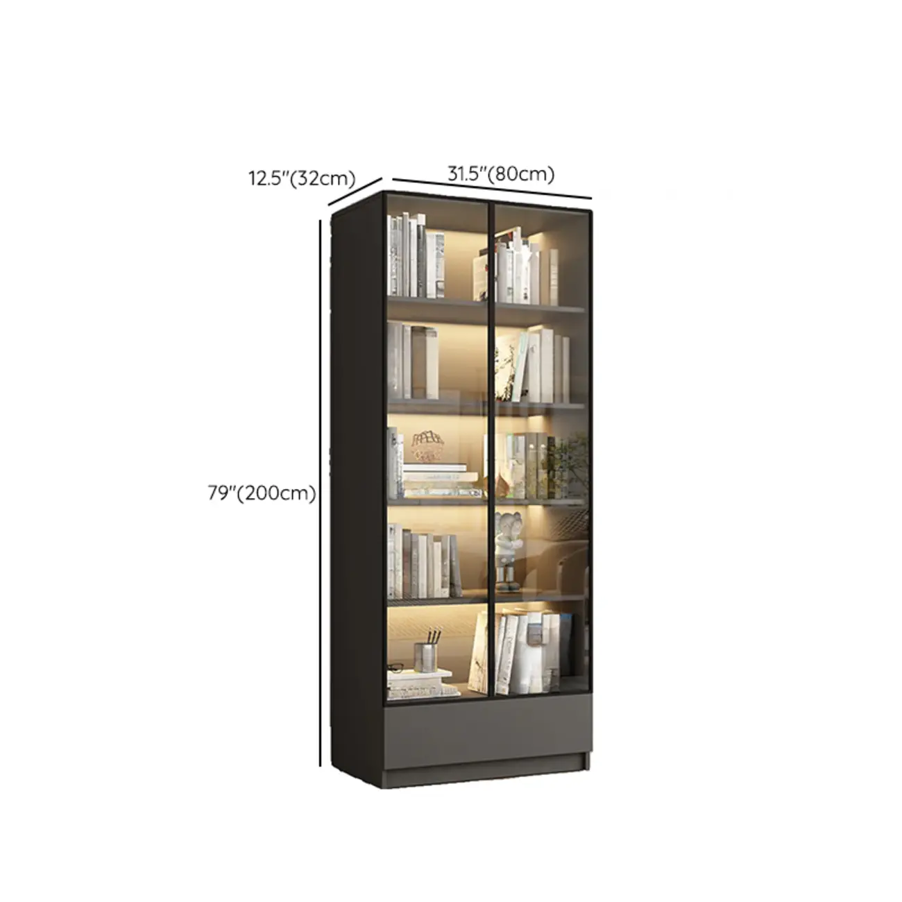 Modern Black Glass Display Cabinet with Shelves Image - 22 | homeyfad
