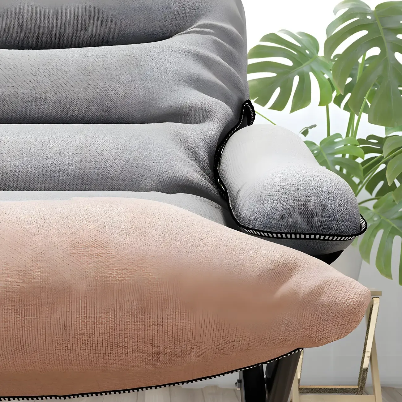 Houndstooth Modern Fabric Rocker Recliner Chair with Storage Image - 13