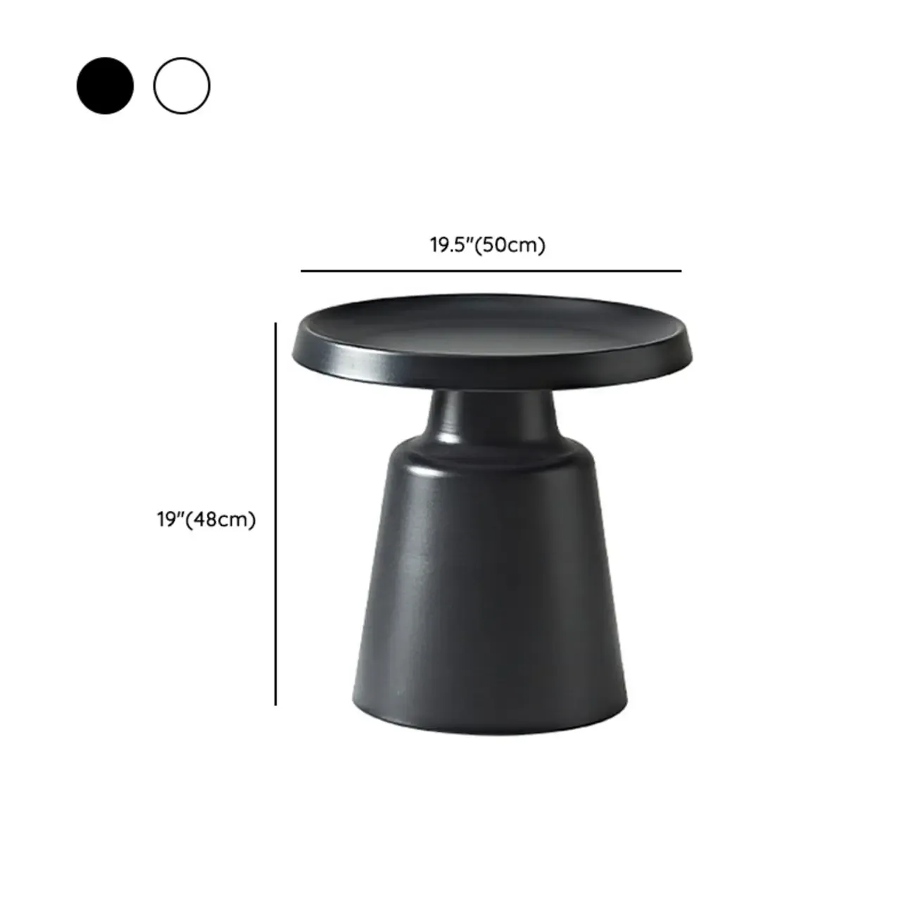 White Round Metal End Table with Tray Top for Living Room #size