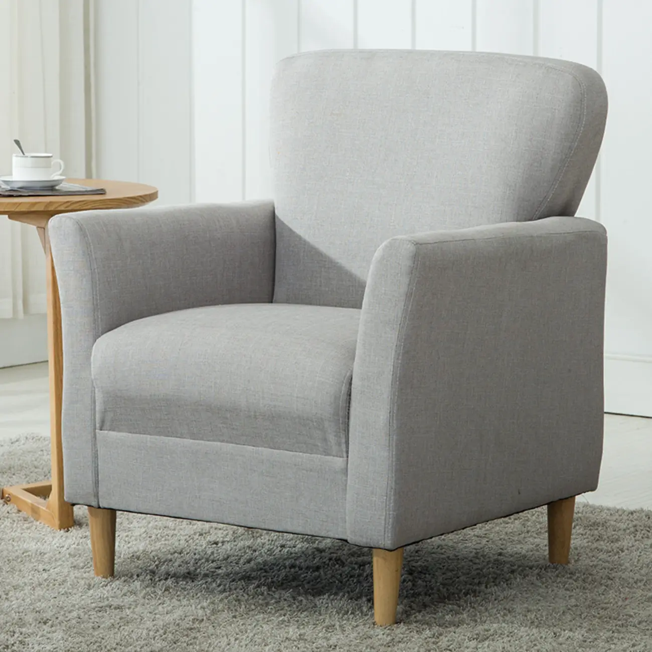Modern Brown Linen Armchair for Living Room Image - 26 | homeyfad