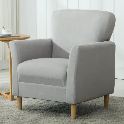 Modern Brown Linen Armchair for Living Room Image - 26