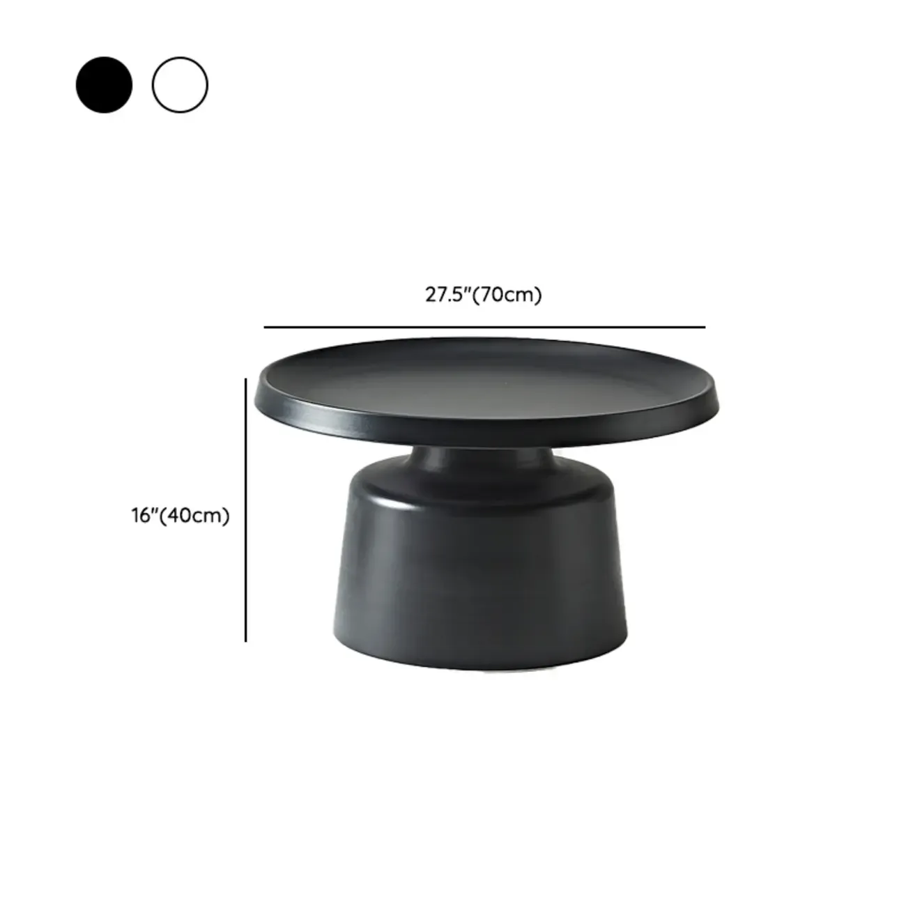 White Round Metal End Table with Tray Top for Living Room Image - 15