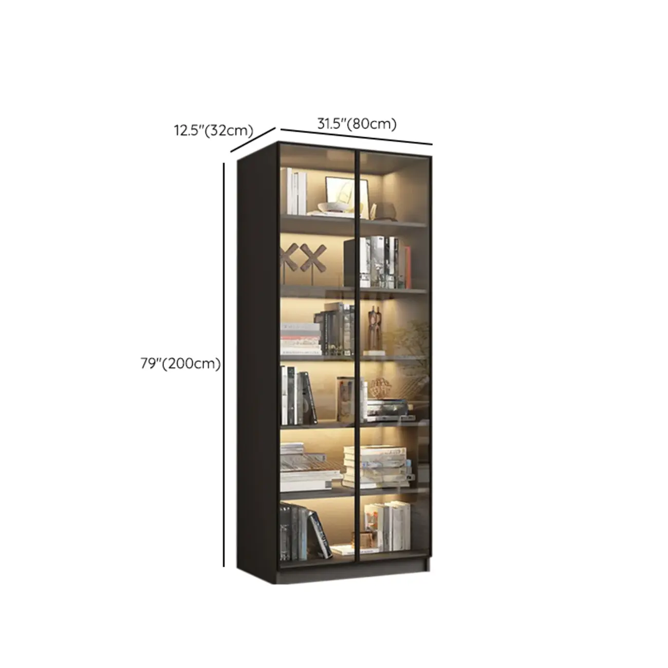 Modern Black Glass Display Cabinet with Shelves Image - 25 | homeyfad
