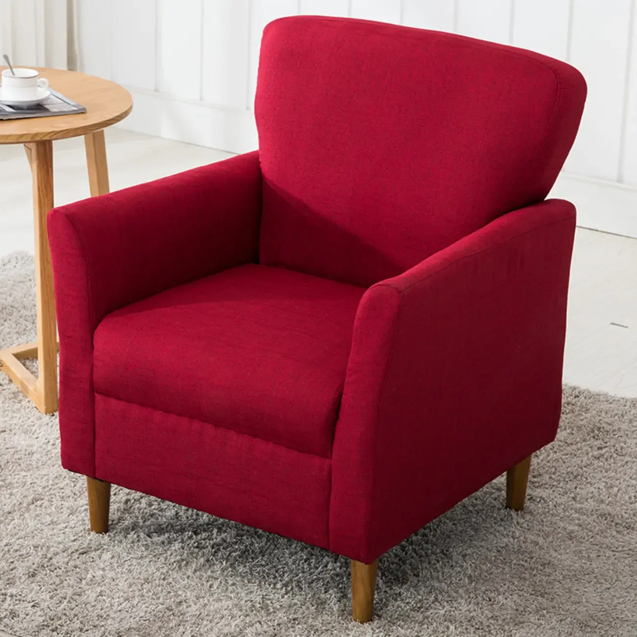 Modern Brown Linen Armchair for Living Room Image - 27