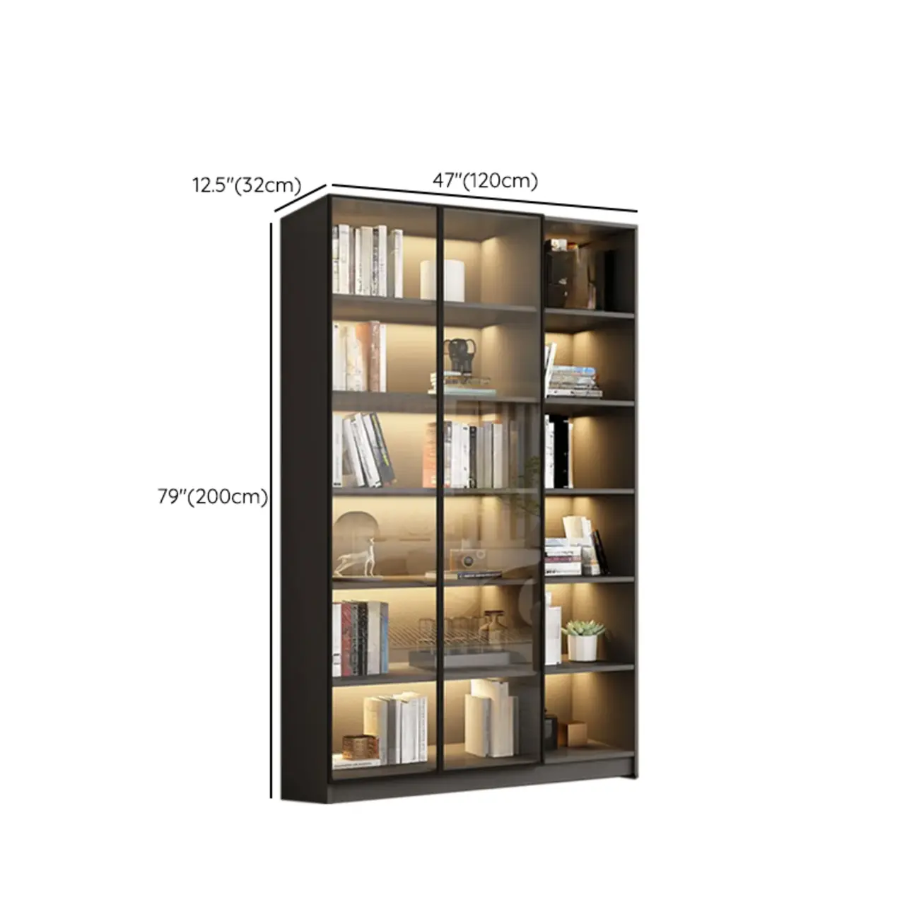 Modern Black Glass Display Cabinet with Shelves Image - 26 | homeyfad