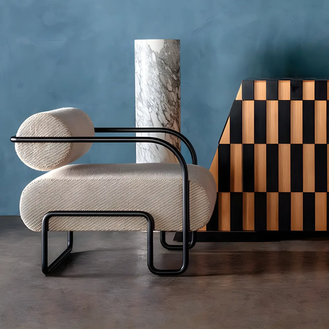 Industrial Leather/Velvet Accent Chair with Metal Frame Image - 7 | homeyfad