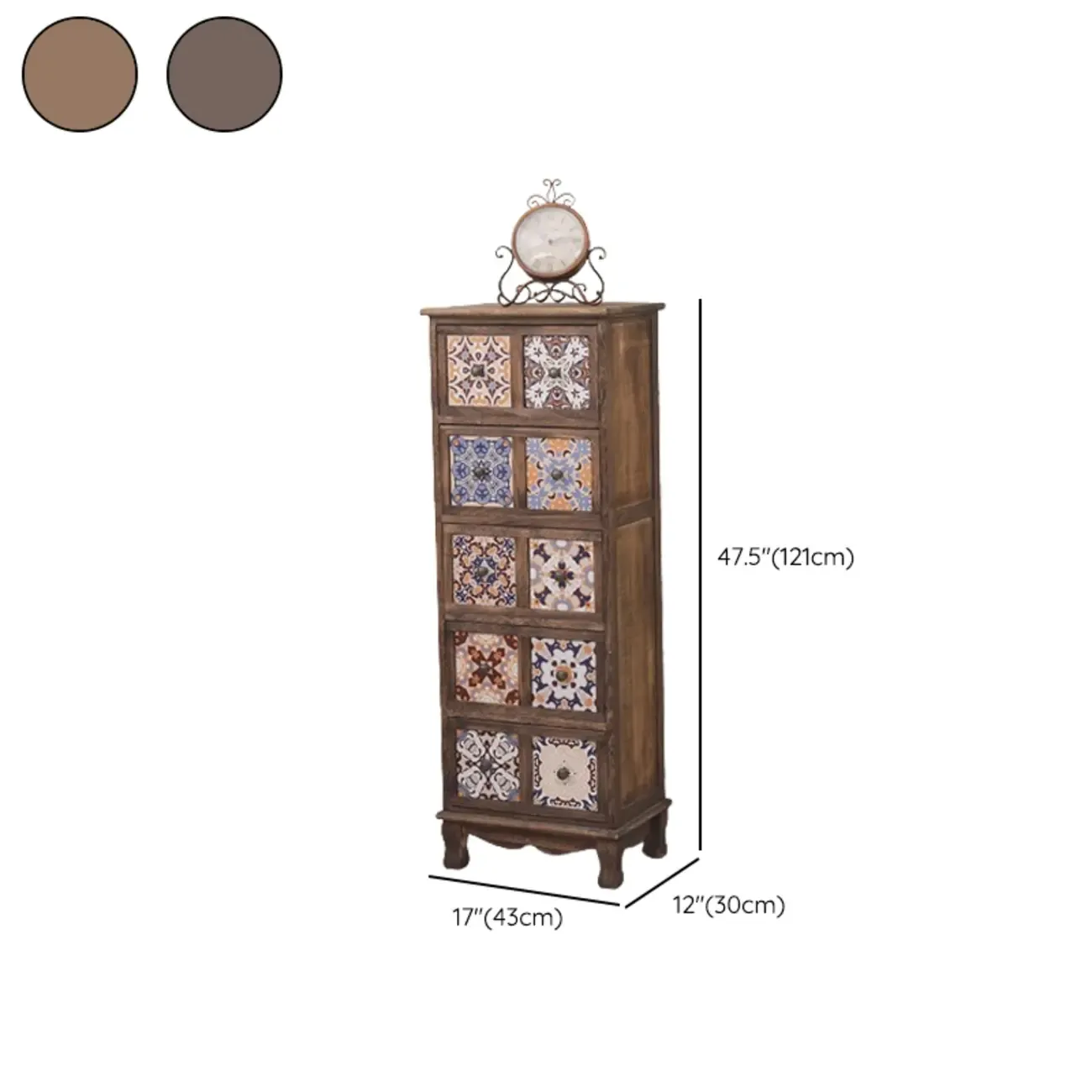 Mid-Century Vintage Cabinet with Drawers-Unique Pattern Image - 23